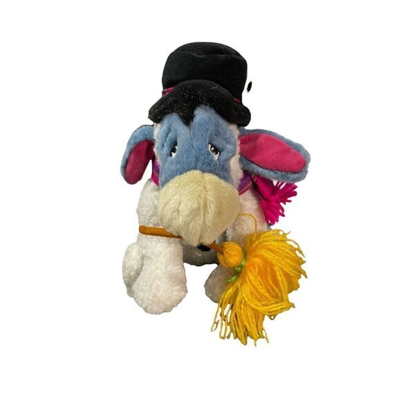 Winnie Pooh EEYORE Disney Snowman Plush 11" with Top Hat, Scarf & Snow Broom - Picture 1 of 6